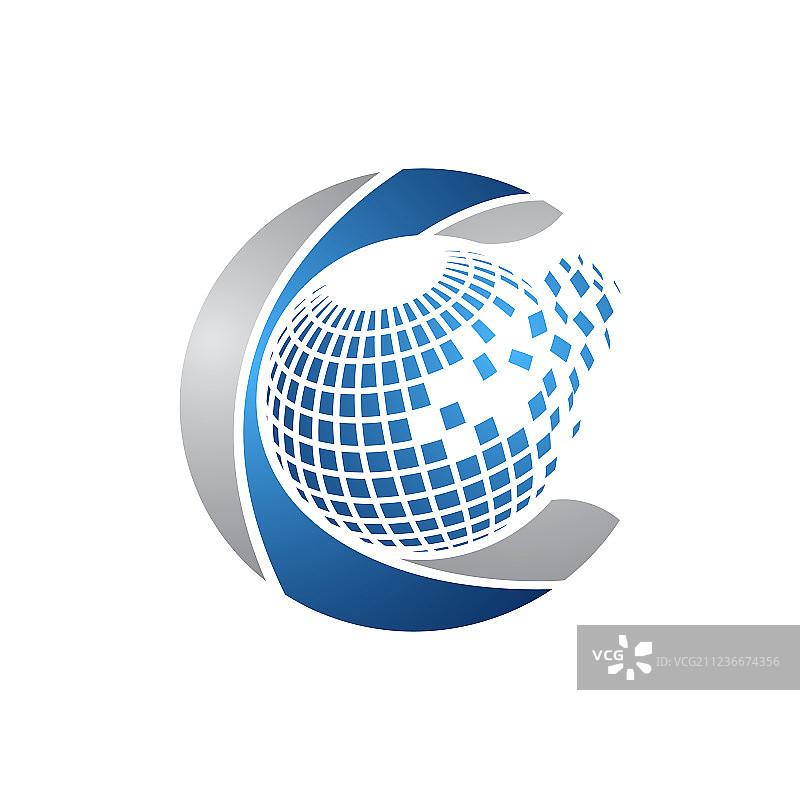 创意抽象3D像素球体Logo设计图片素材