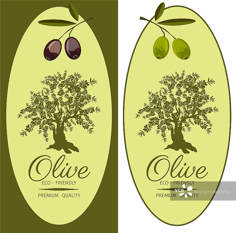 橄榄油标签套装图片素材