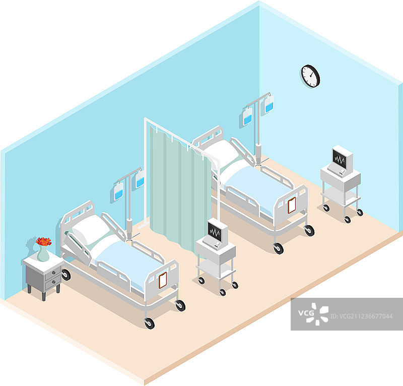 医院病房2.5D内部场景图片素材