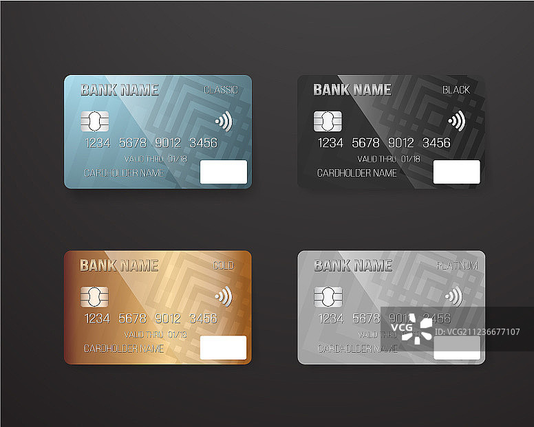 银行卡信用卡写实模板图片素材