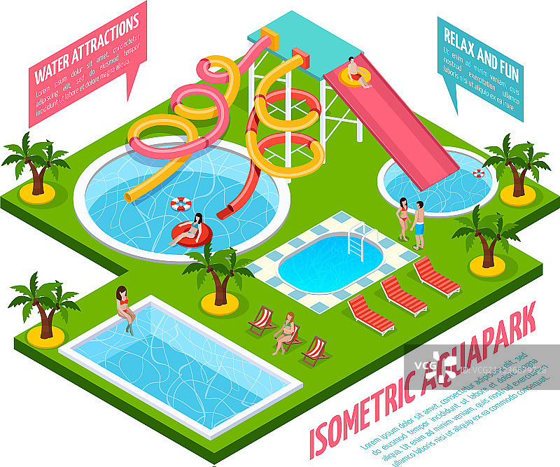 水上乐园2.5D组合图片素材