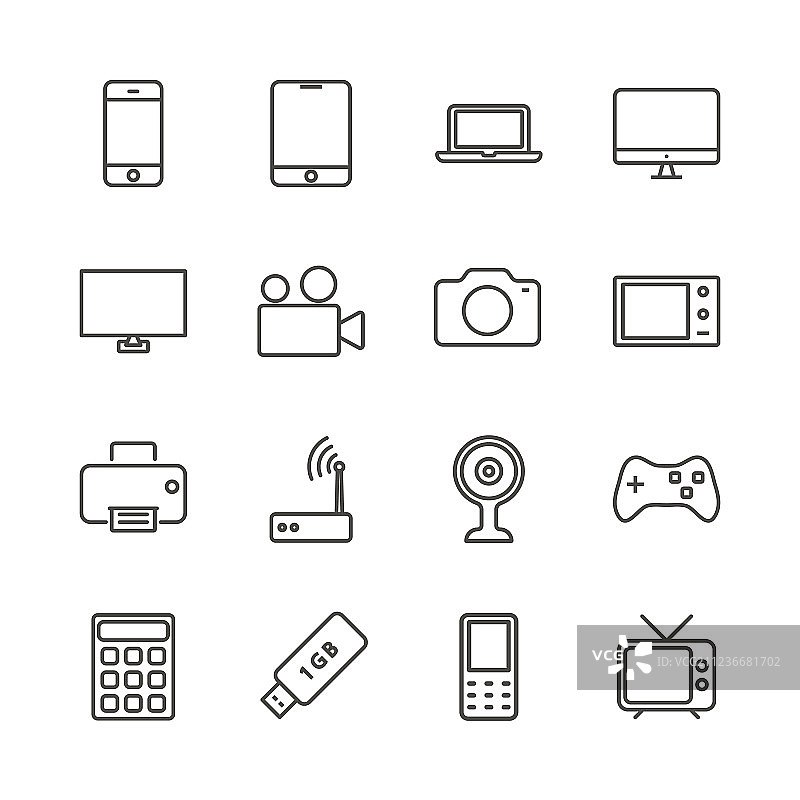 电子设备图标轮廓图片素材