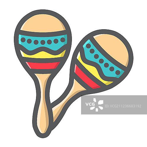 墨西哥沙锤填充轮廓音乐图标图片素材