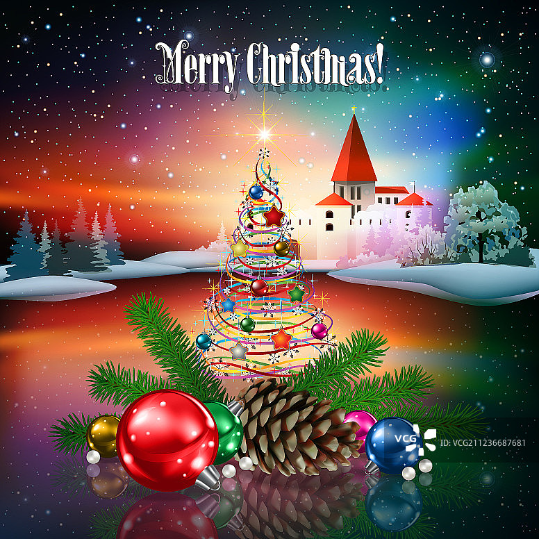 剪影圣诞抽象问候图片素材