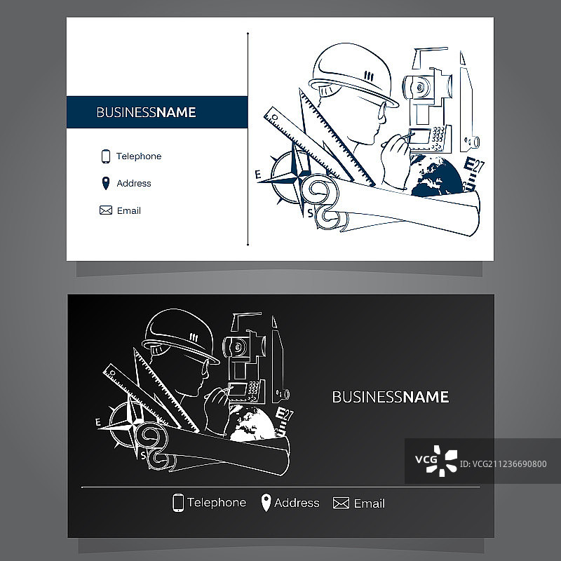 测量员名片图片素材