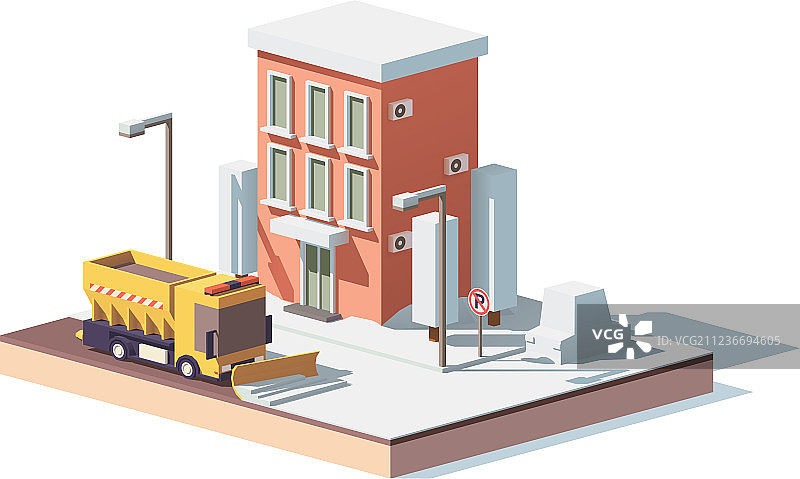 2.5D扫雪机在城市工作图片素材