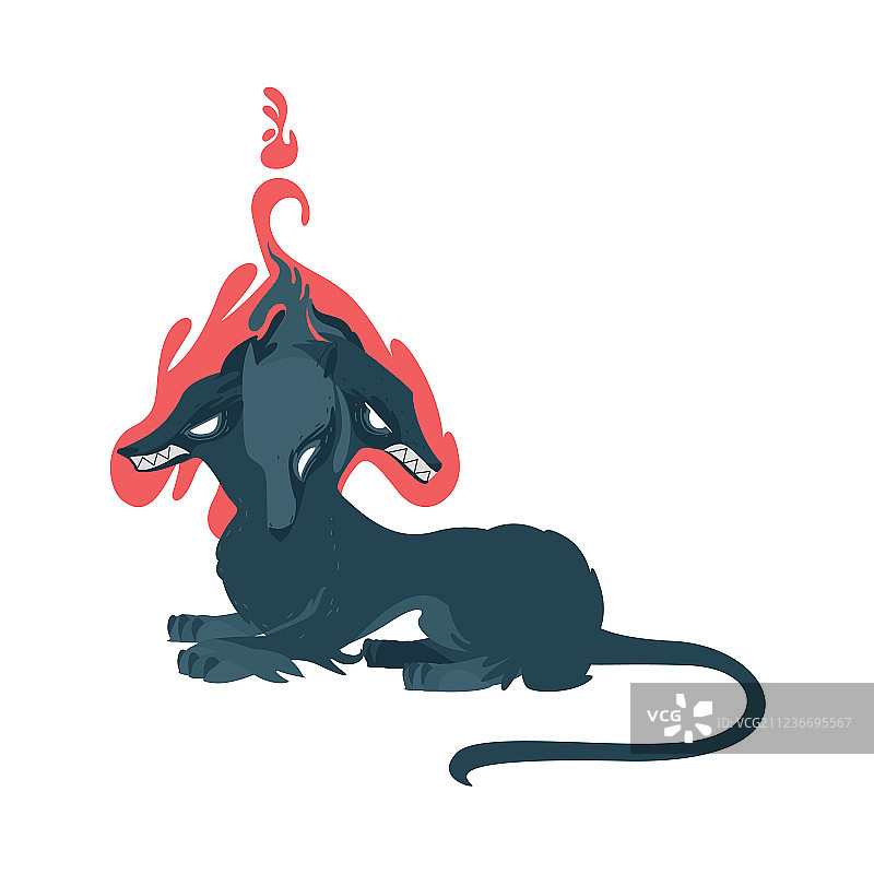 扁平卡通神话地狱犬图片素材