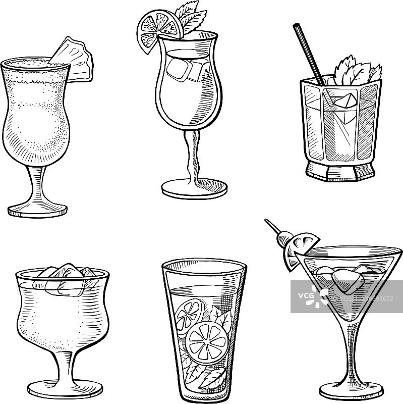 酒精鸡尾酒套装图片素材