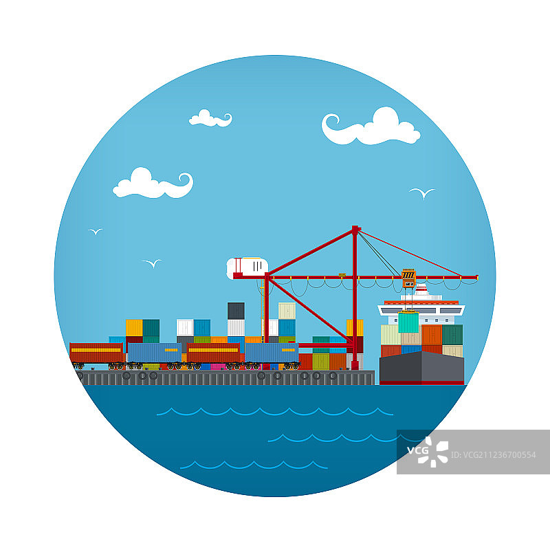 码头的货运集装箱船图片素材