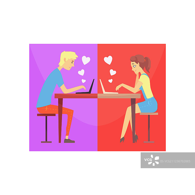 在线聊天的幸福情侣图片素材