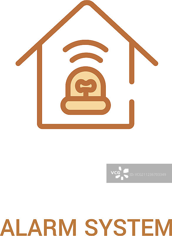 双色报警系统概念简易线条图标图片素材