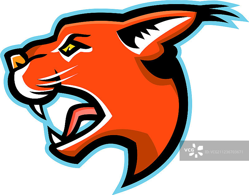 狞猫头部侧面吉祥物图片素材