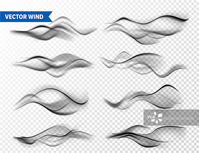 透明背景上的逼真风效图片素材