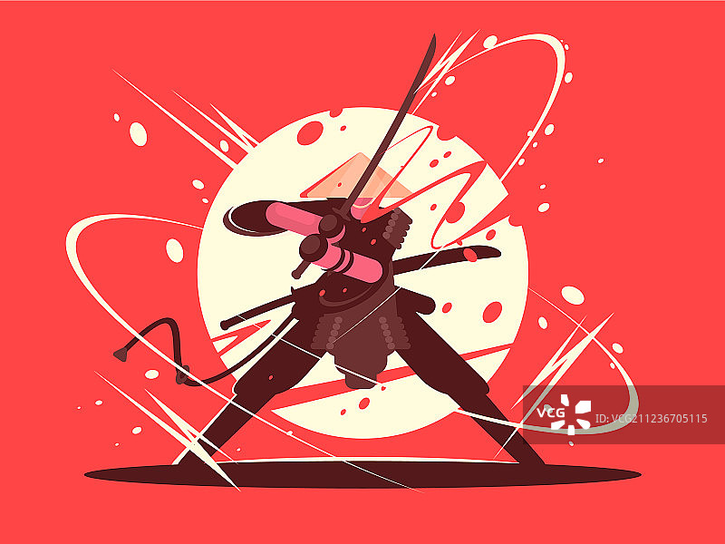 手持武士刀的日本武士图片素材