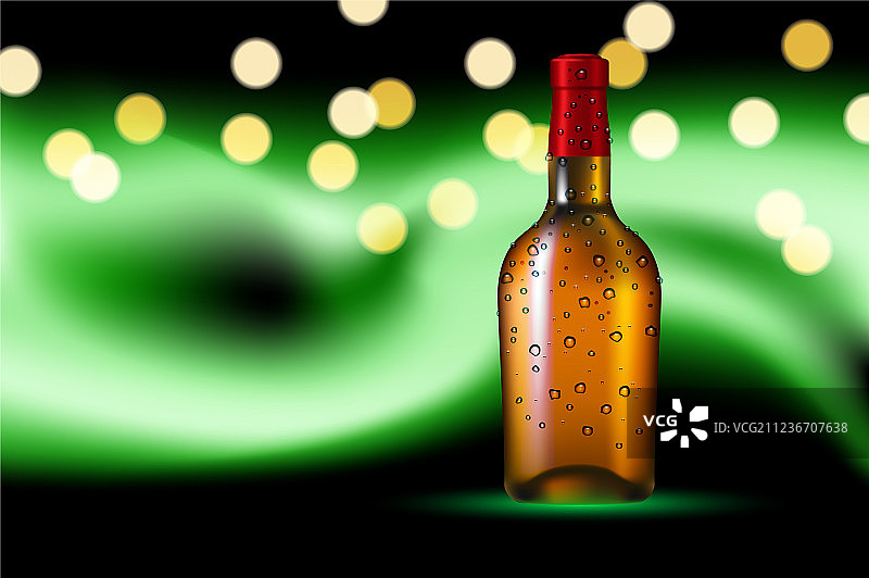 极光背景上的露珠瓶图片素材