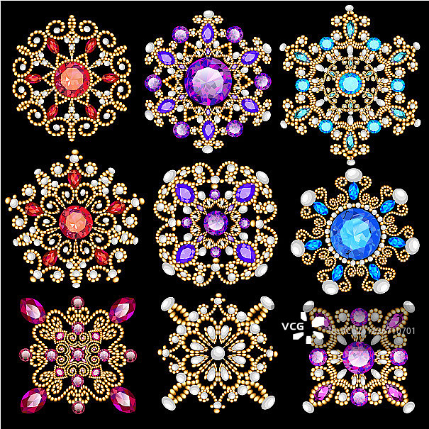 复古珠宝吊坠饰品套装图片素材