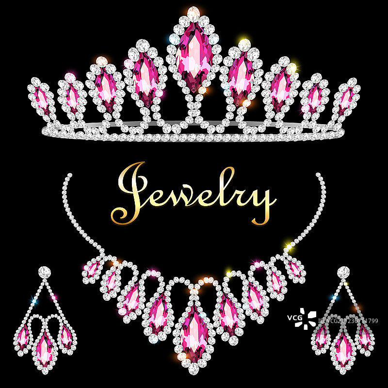 婚礼头饰项链和耳环套装图片素材