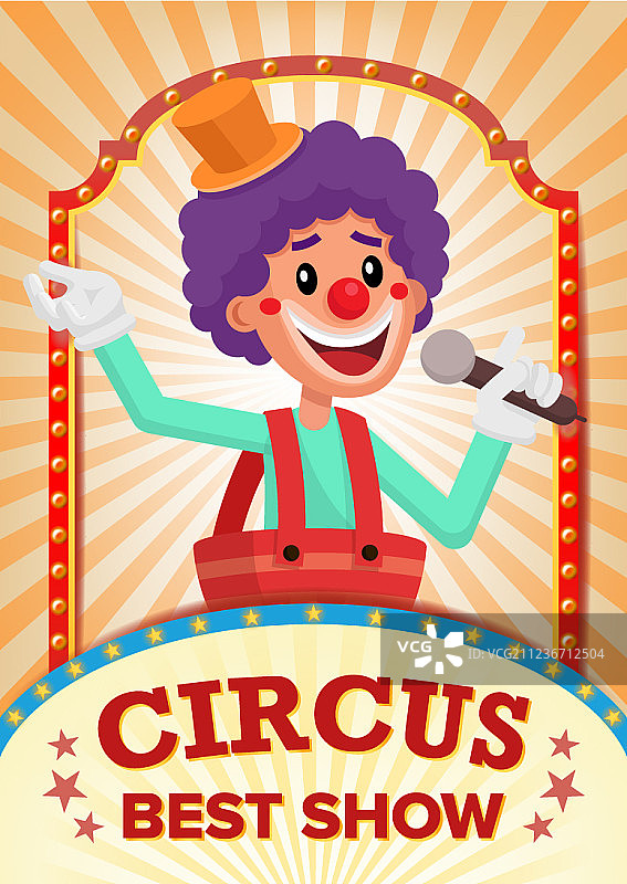 马戏团小丑表演海报复古空白模板图片素材