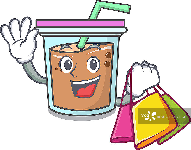 购物奶茶卡通人物图片素材