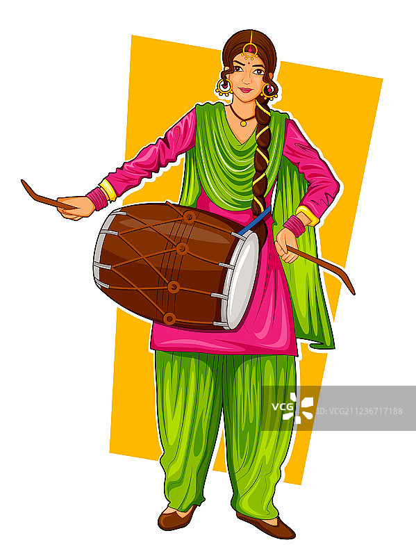 锡克族旁遮普族妇女演奏鼓和跳舞图片素材