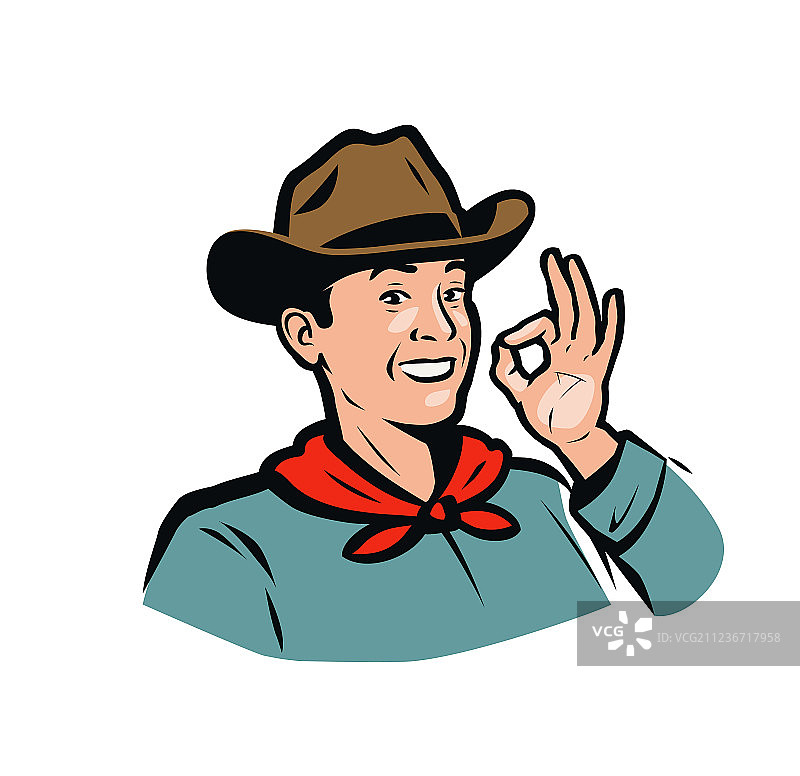 快乐的美国牛仔肖像图片素材