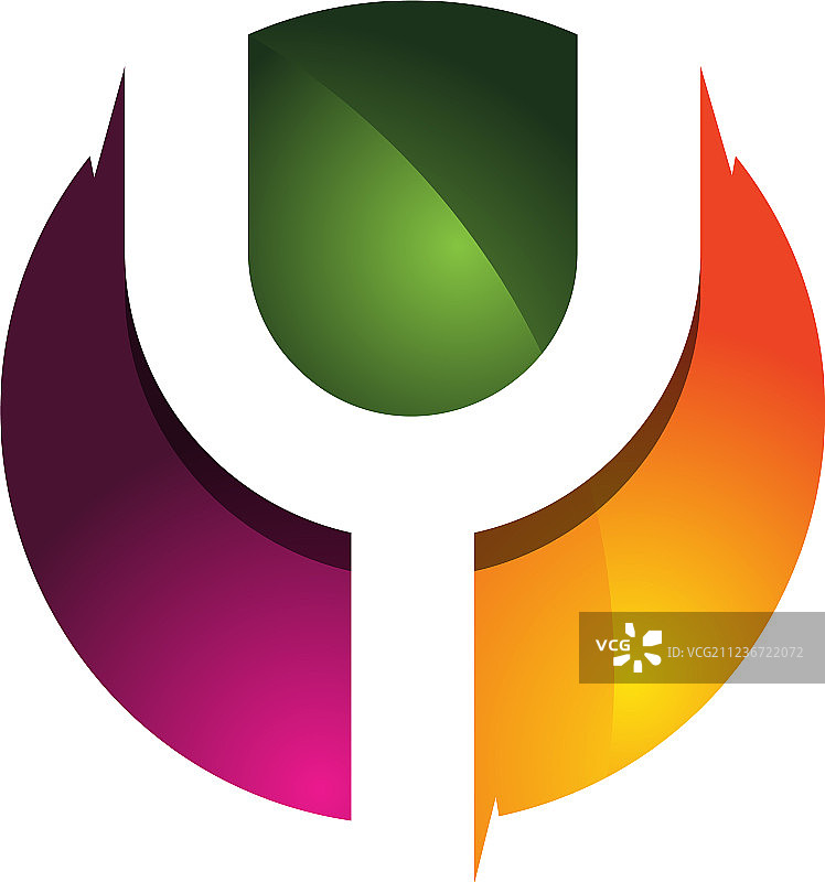 Y字母3D彩色圆形标志设计图片素材