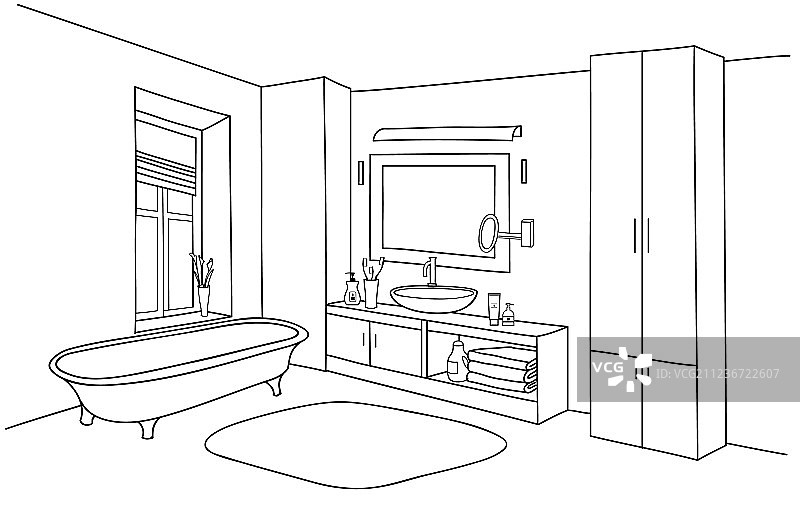 浴室内部家具摆设图片素材