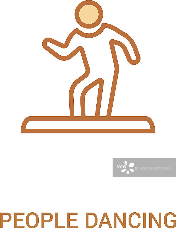 双色人物舞蹈概念线性图标图片素材