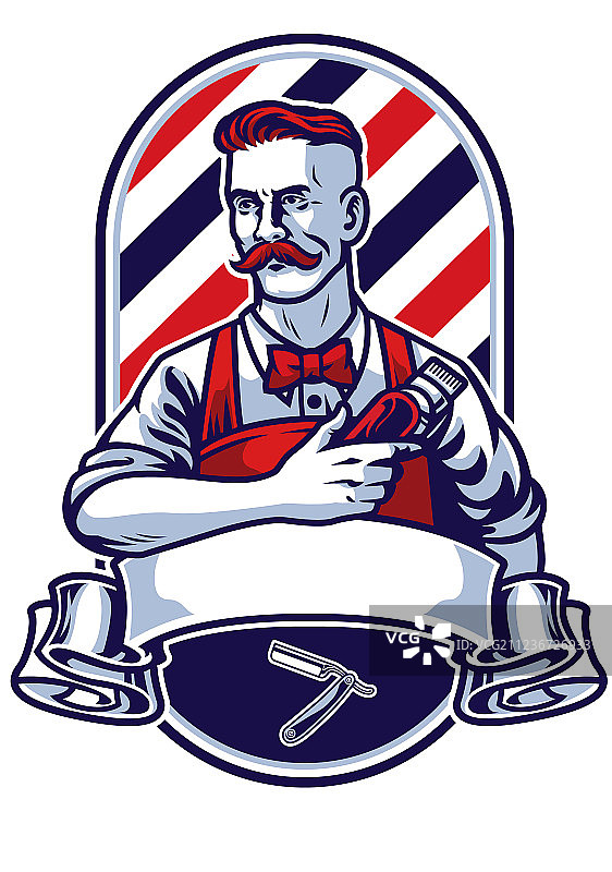 理发师拿着理发推子图片素材