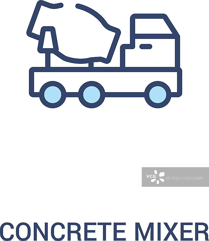 混凝土搅拌机概念双色图标简约线条图片素材