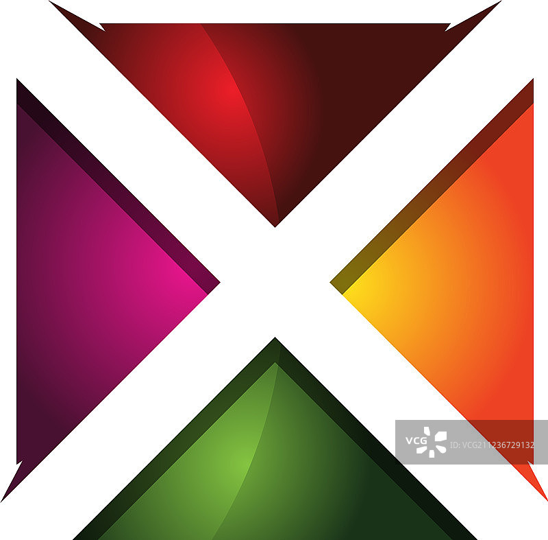 X 3D彩色方块字母标志图标设计图片素材