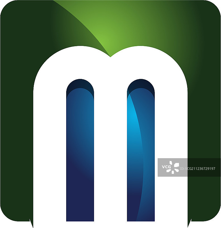 M 3D彩色方形字母标志图标设计图片素材