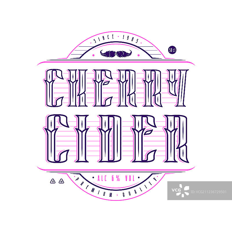 复古风格的樱桃西打酒标志图片素材