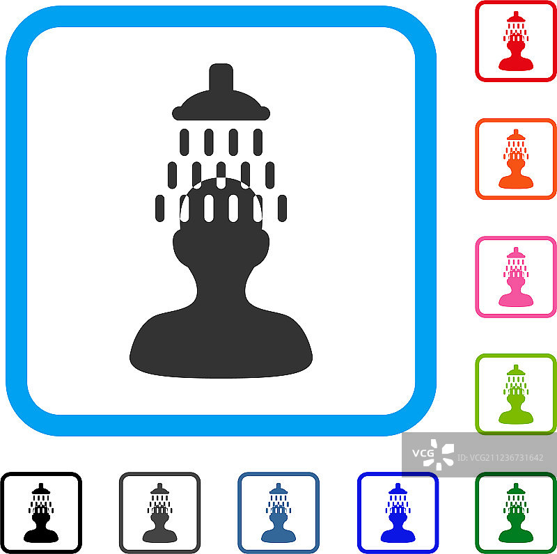 男人淋浴框架图标图片素材