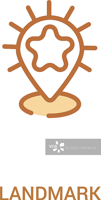 地标概念双色图标简约线条图片素材