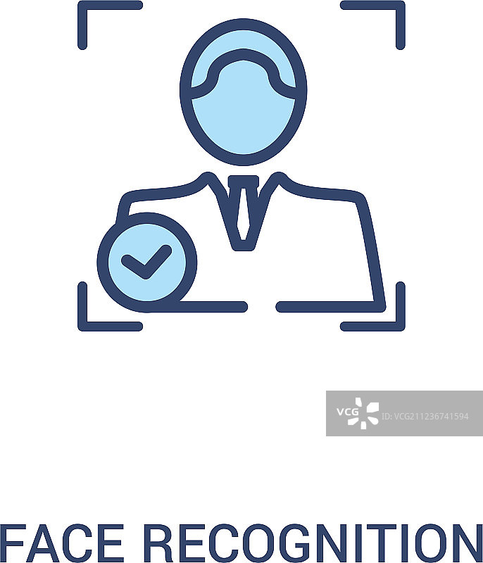 面部识别概念双色图标图片素材