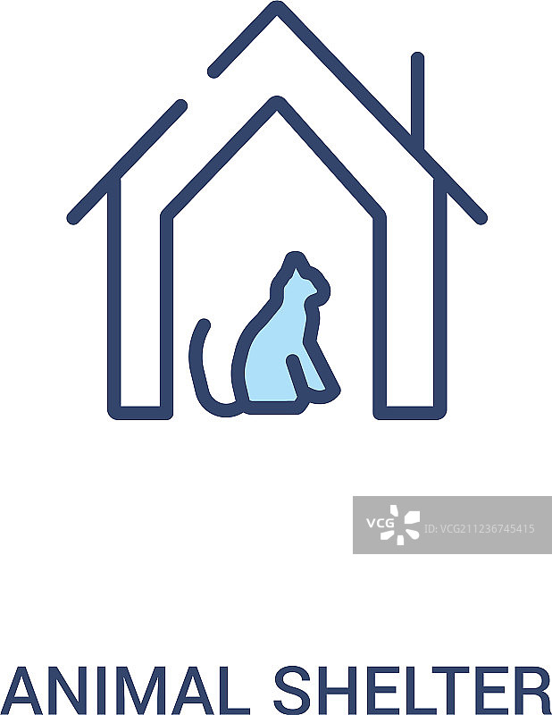 动物收容所概念双色图标简单线条图片素材