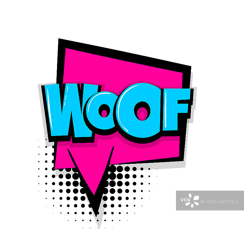 白色背景上的Woof漫画文字图片素材