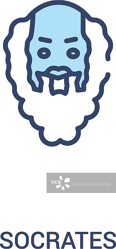 苏格拉底概念双色图标简笔画图片素材