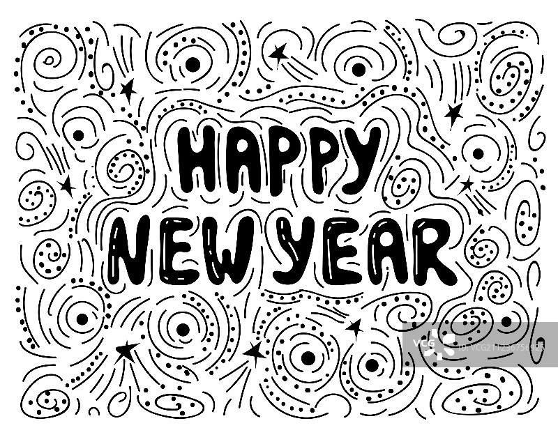 手绘新年快乐图片素材