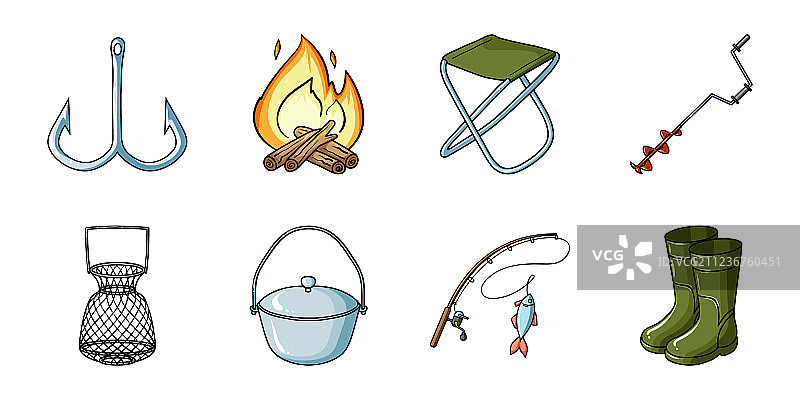钓鱼和休息图标合集图片素材