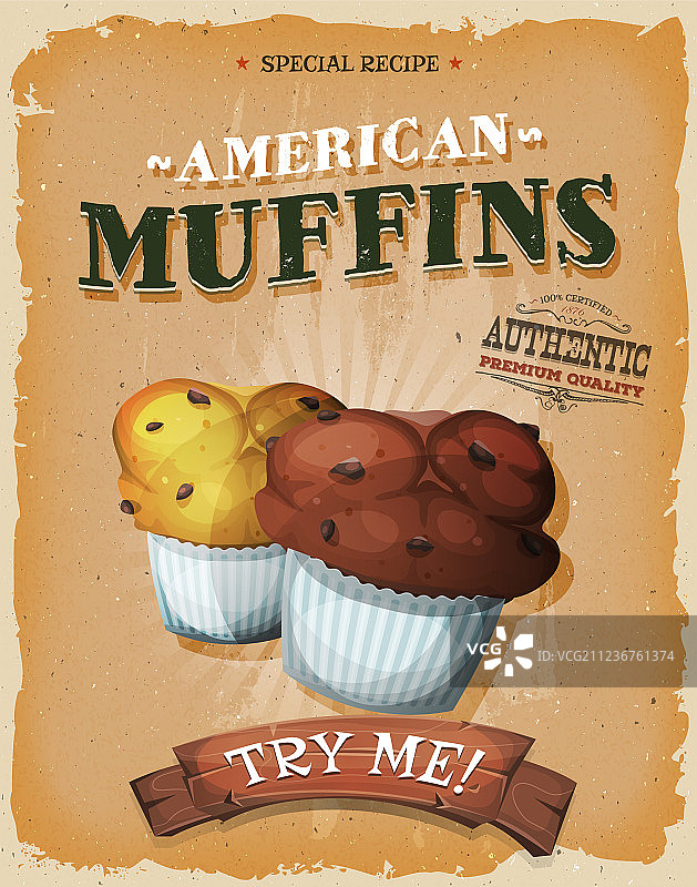 Grunge风格和复古美式松饼海报图片素材