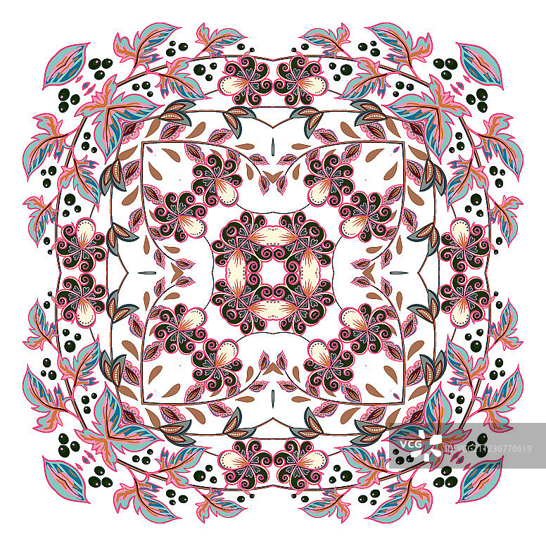 方巾佩斯利花纹纺织品设计图片素材