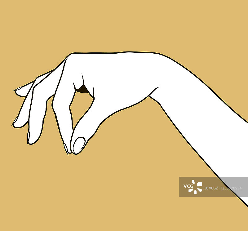 女人手掌向下捏的轮廓图片素材