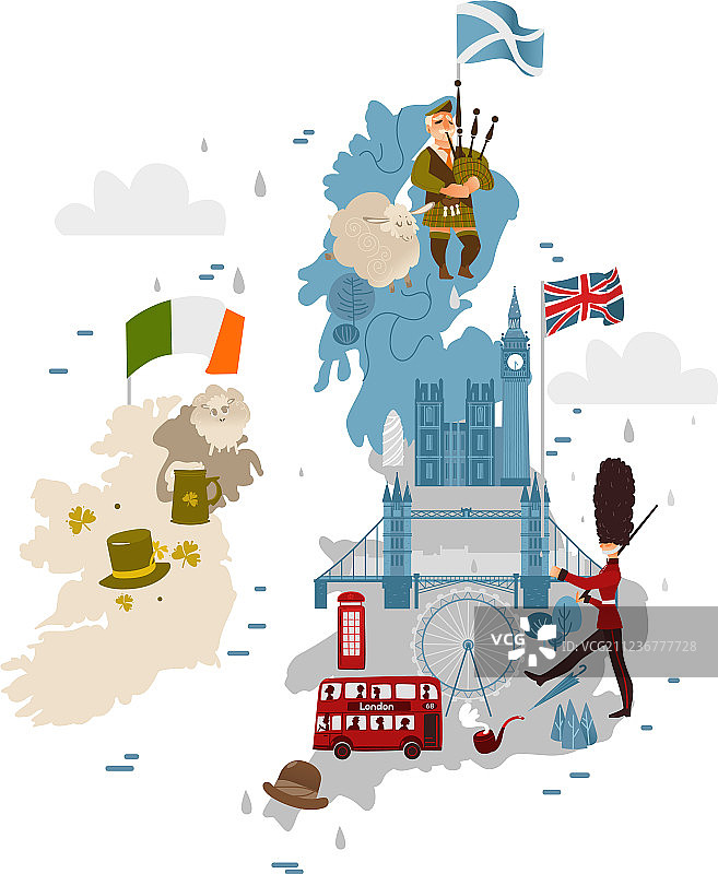 卡通英国地图图片素材