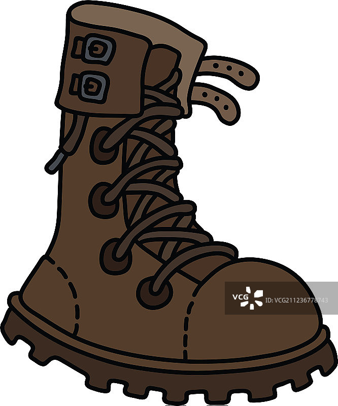 棕色皮革高帮系带鞋图片素材