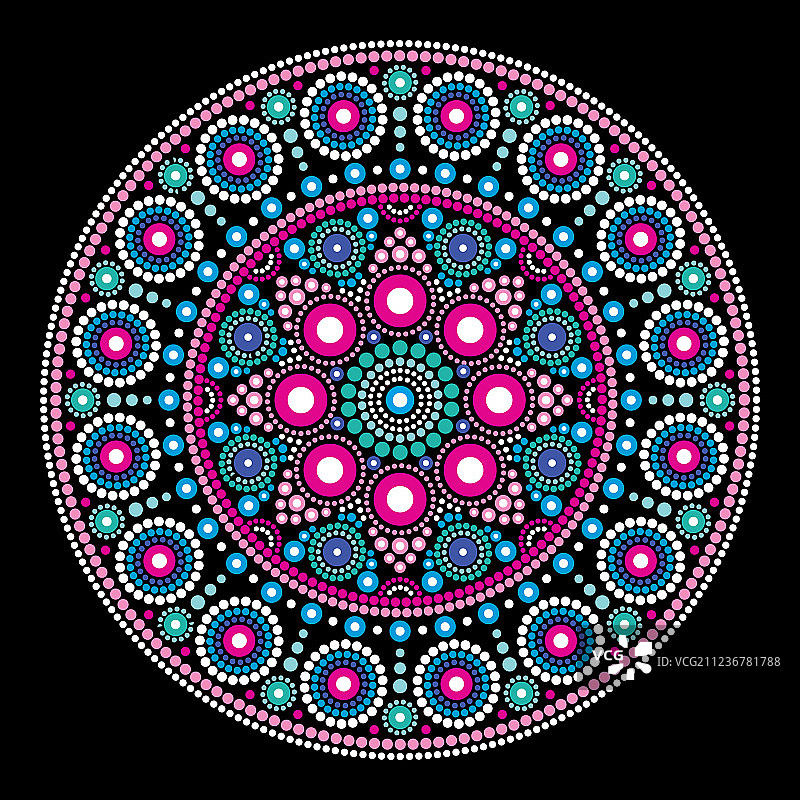 曼陀罗点绘风格少数民族图案图片素材