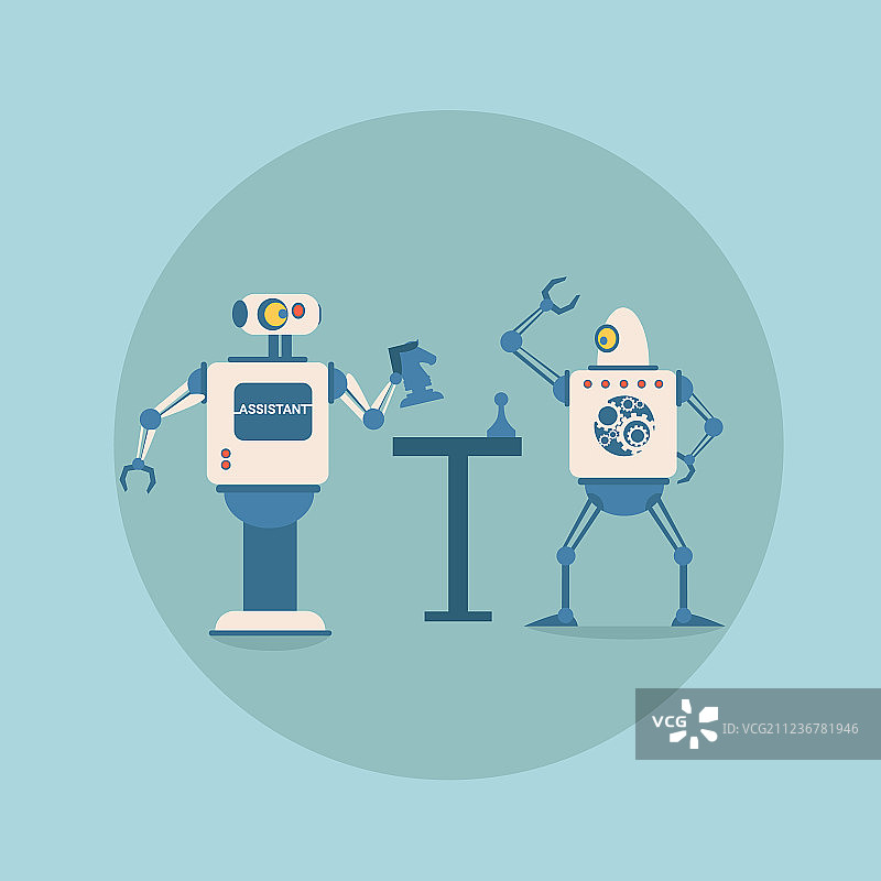 下棋的现代机器人，未来人工智能图片素材