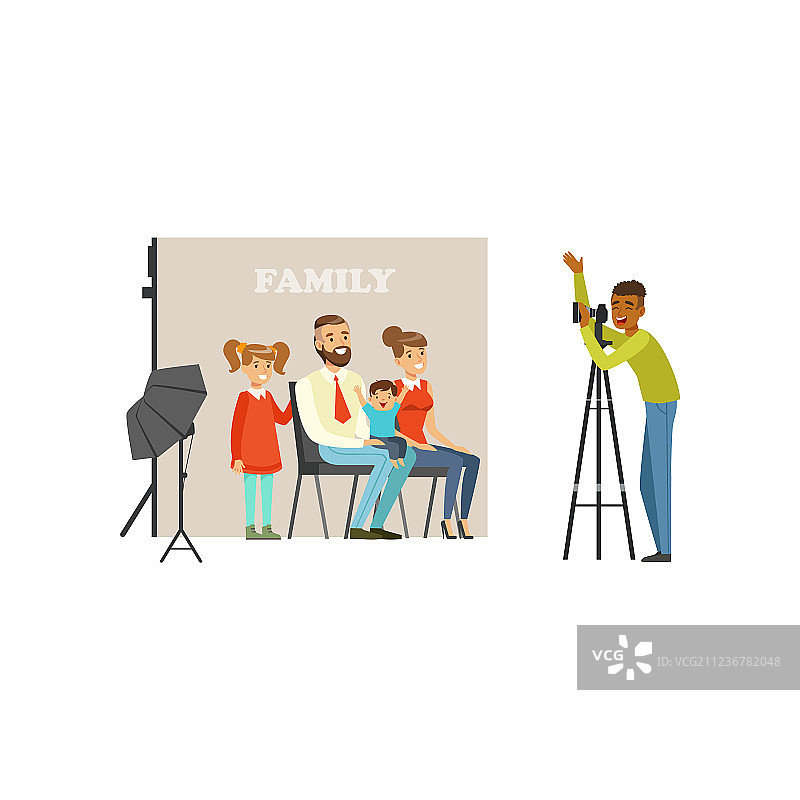 幸福的一家影棚全家福图片素材