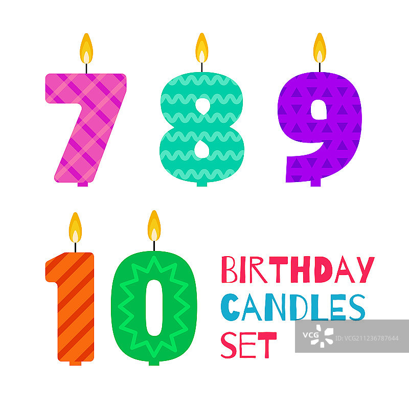 扁平风生日蜡烛套装图片素材